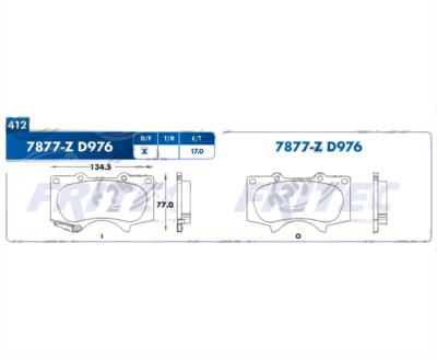 BALATA CERAMICA DELANTERA 7877-D976FMSI HD FRITEC SHD7877-Z 