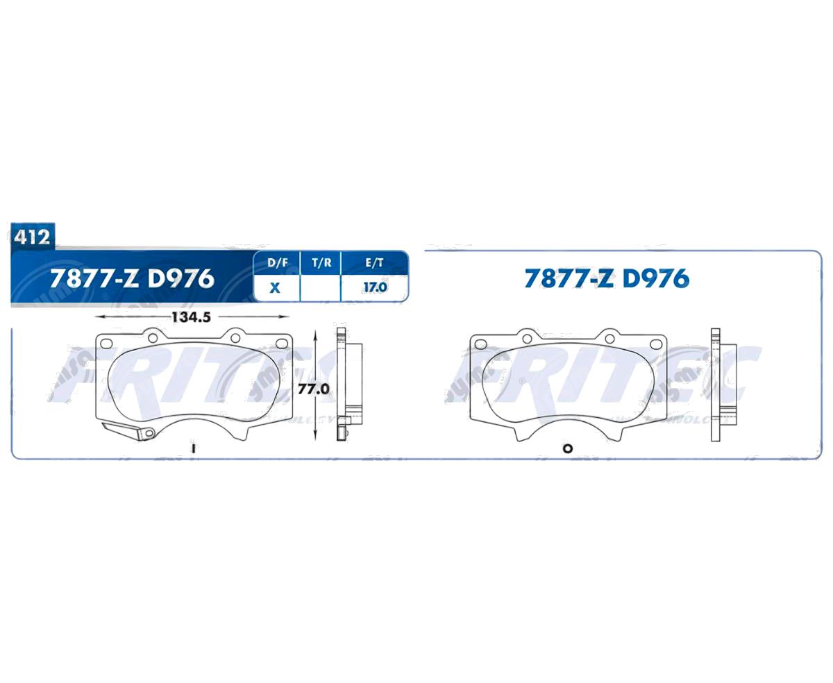 BALATA CERAMICA DELANTERA 7877-D976FMSI HD FRITEC SHD7877-Z 