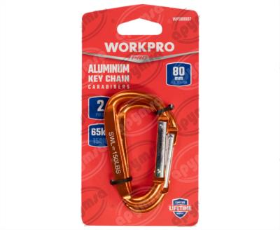 LLAVERO METALICO ACCESORIO 2PZ TIPO MOSQUETON DE 8 CM PACK 2 EN 1 WORKPRO WP389007 