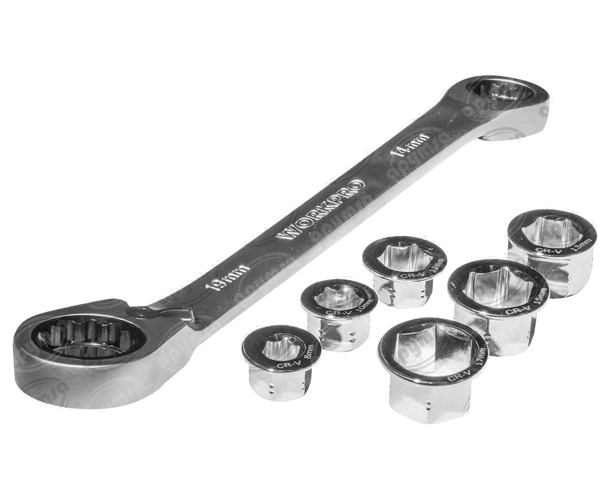 LLAVE COMBINADA CON MATRACA 6 PZAS DE DADOS WORKPRO WP202568 