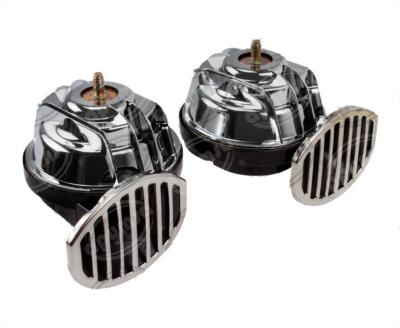 BOCINA ELECTRICA 12V 2PZ TIPO CARACOL CROMADA CON RELAY FIAMM CA-RE1 