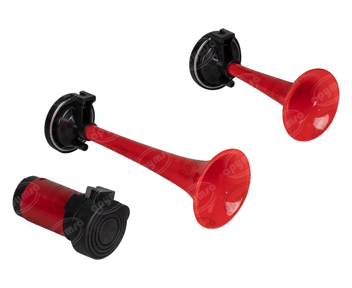 BOCINA AIRE 12V 1 TONOS TIPO CORNETA C/COMPRESOR C/BOTON IMPORTADO GB1066 