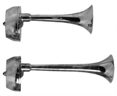 BOCINA ELECTRICA 12V 2PZ .MM TIPO CORNETA DOBLE CROMADA IMPORTADO HYF-372LTC 