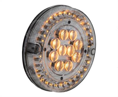 CALAVERA AUTOMOTRIZ MICA TRANSPARENTE AMBAR 12V 40 LEDS 6" BUSSCAR  94971 CA 