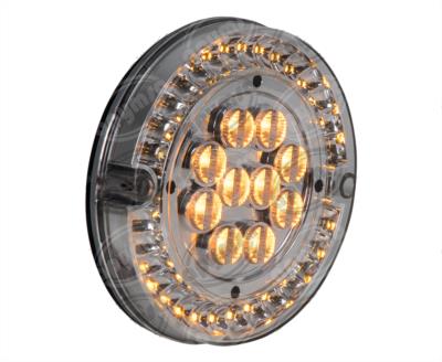 CALAVERA AUTOMOTRIZ MICA TRANSPARENTE AMBAR 24V 40 LEDS 6" BUSSCAR  94971 CA 