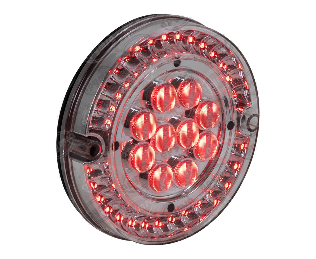 CALAVERA AUTOMOTRIZ MICA TRANSPARENTE ROJO 24V 40 LEDS 6" BUSSCAR  94971 CR 