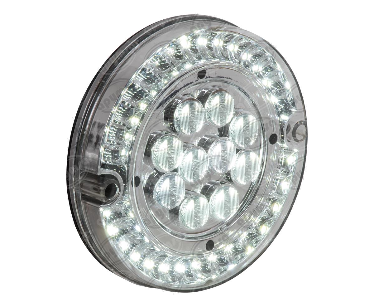 CALAVERA AUTOMOTRIZ MICA TRANSPARENTE BLANCO 12V 40 LEDS 6" BUSSCAR  94971 CW 