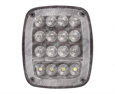 CALAVERA AUTOMOTRIZ TRANSPARENTE ROJO 12V - 24V 16 LEDS LUZ ROJA UNIVERSAL DE RAFAGA BASE PLANA TRAKTOLAMP 9050PRF 