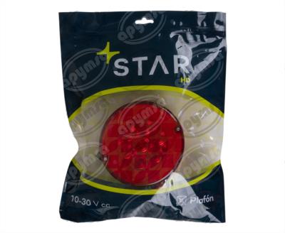 PLAFON LEDS ROJO/AMBAR DERECHO E IZQUIERDO 4.7" 7 LEDS 12-24V LUZ DIRECCIONAL REDONDA QBH STAR 1780004 