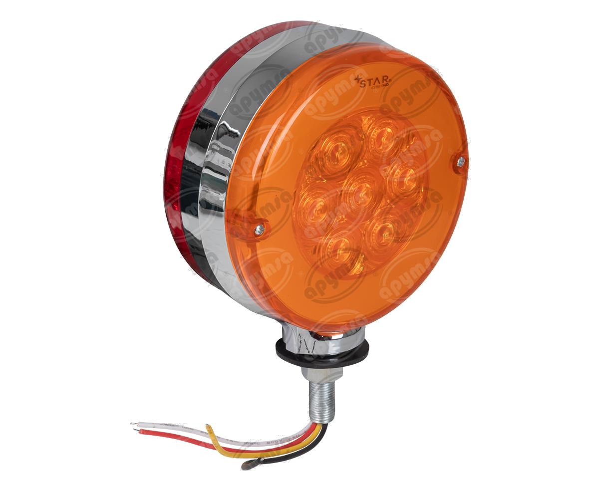 PLAFON LEDS ROJO/AMBAR DERECHO E IZQUIERDO 4.7" 7 LEDS 12-24V LUZ DIRECCIONAL REDONDA QBH STAR 1780004 