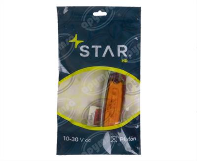 PLAFON LEDS AMBAR POSICION LATERAL 12-24V BISEL CROMADO GEL QBH STAR 1780007 