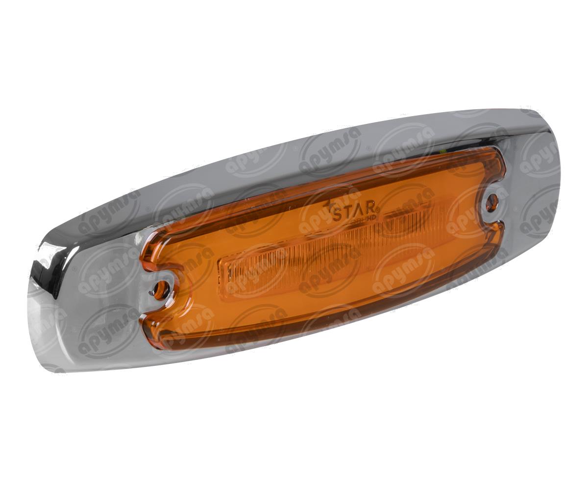 PLAFON LEDS AMBAR POSICION LATERAL 12-24V BISEL CROMADO GEL QBH STAR 1780007 