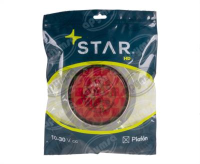 PLAFON LEDS ROJO TRASERO 4" 14 LEDS 10-30V GEL 3 FUNCIONES QBH STAR 1780023 