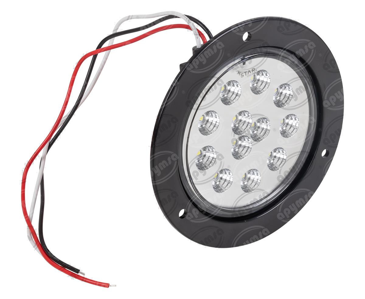 PLAFON LEDS MICA TRANSPARENTE TRASERO 4" 12 LEDS 12-24V 110MM CON CONECTOR QBH STAR 1780026 