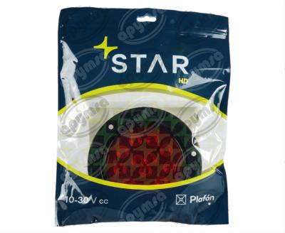 PLAFON LEDS ROJO TRASERO 4" 12 LEDS 12-24V 110MM ESTROBO ATORNILLABLE QBH STAR 1780027 
