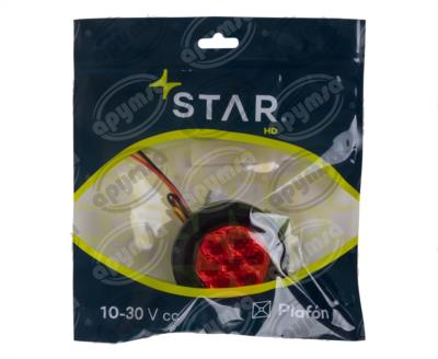 PLAFON LEDS ROJO TRASERO 2" 7 LEDS 10-30V SELLADO QBH STAR 1780034 