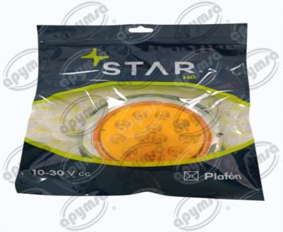 PLAFON LEDS AMBAR TRASERO 4" 12 LEDS 10-30V BISEL CROMADO ATORNILLABLE QBH STAR PL-243CR-08 