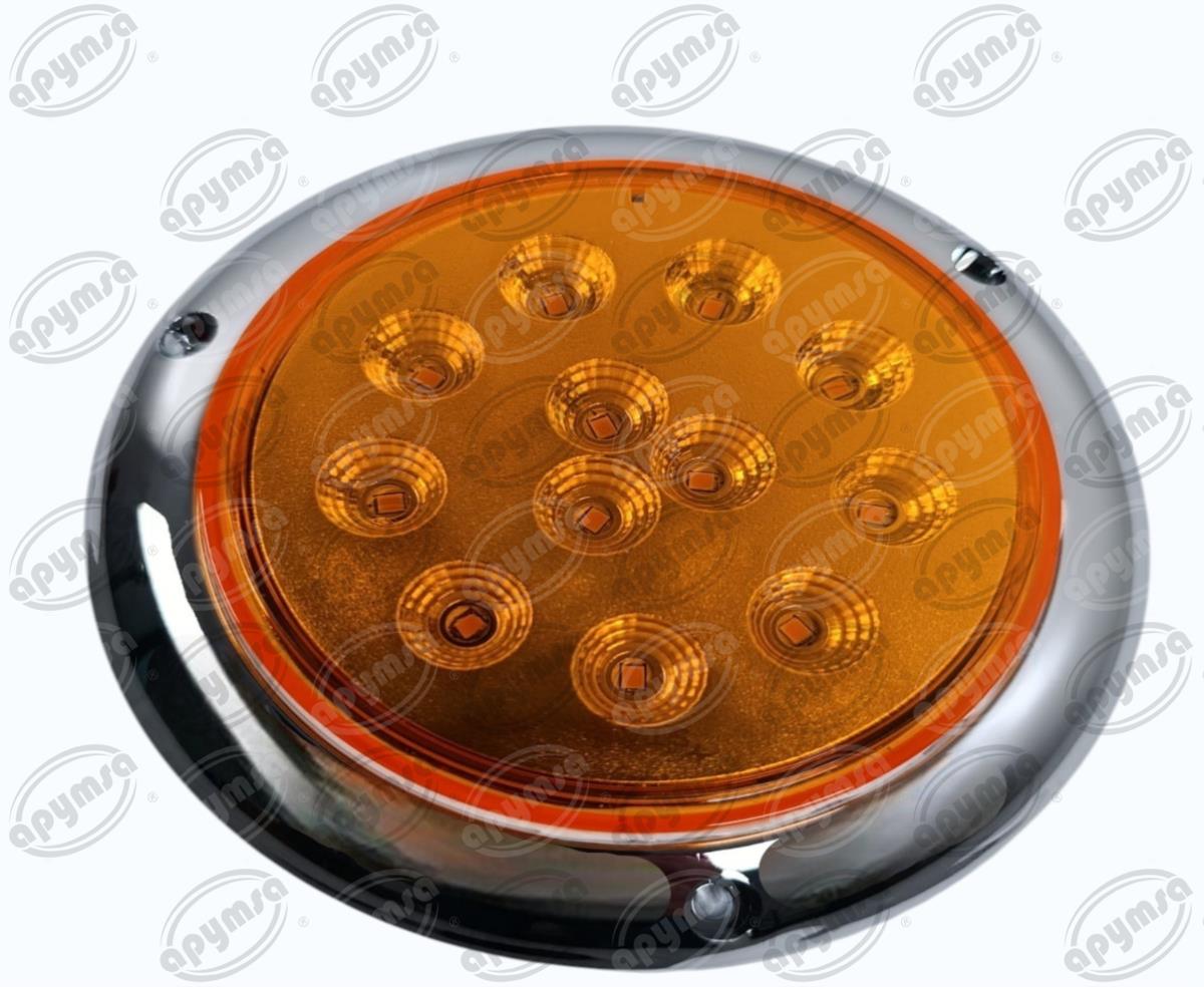 PLAFON LEDS AMBAR TRASERO 4" 12 LEDS 10-30V BISEL CROMADO ATORNILLABLE QBH STAR PL-243CR-08 
