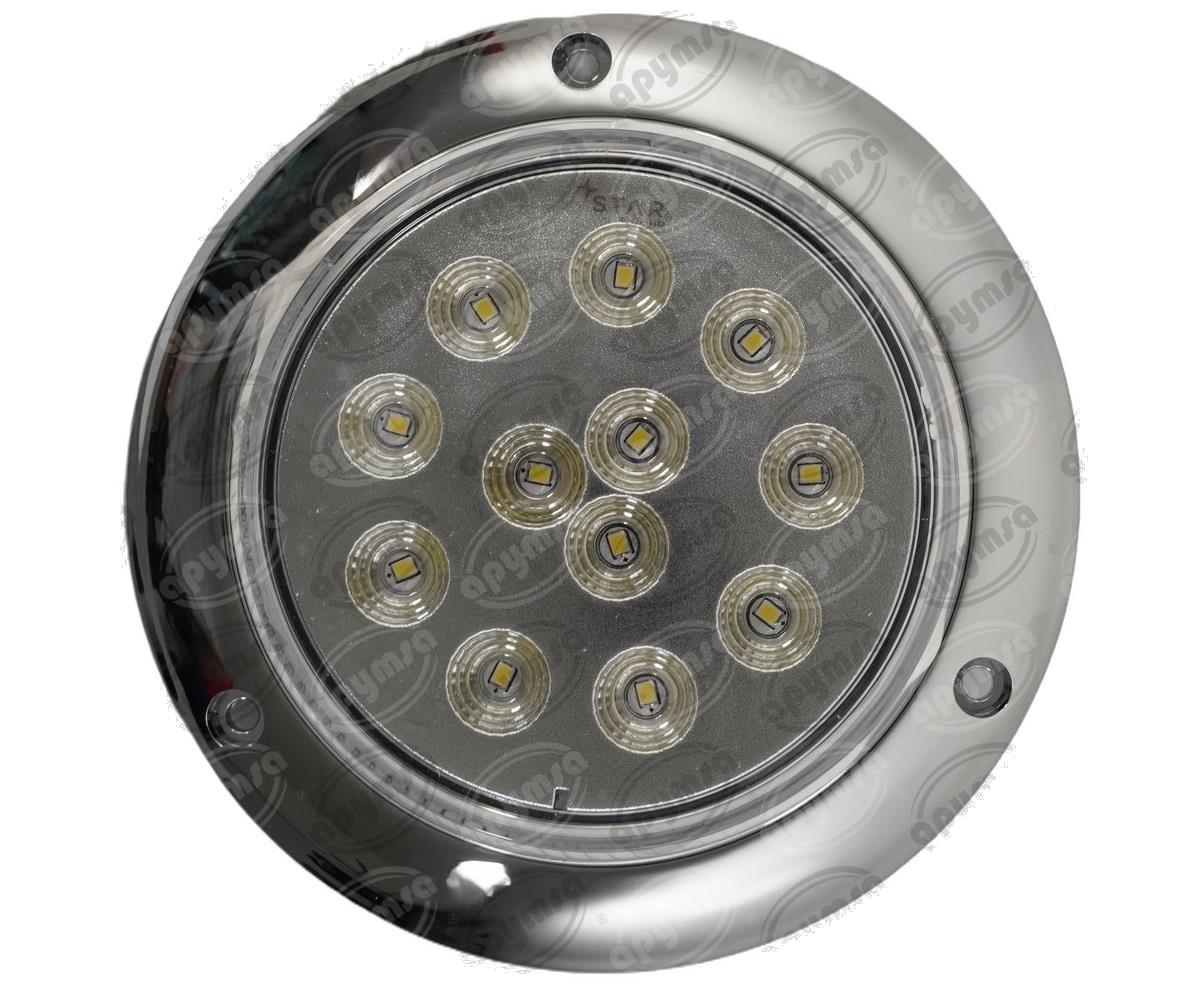 PLAFON LEDS BLANCO TRASERO 4" 12 LEDS 10-30V BISEL CROMADO ATORNILLABLE QBH STAR PL-243CR-16 