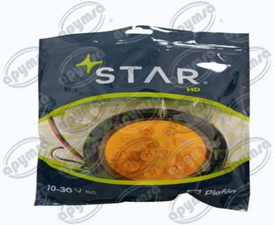 PLAFON LEDS AMBAR TRASERO 4" 12 LEDS 10/30V CON CONECTOR QBH STAR PL-243HU-08 