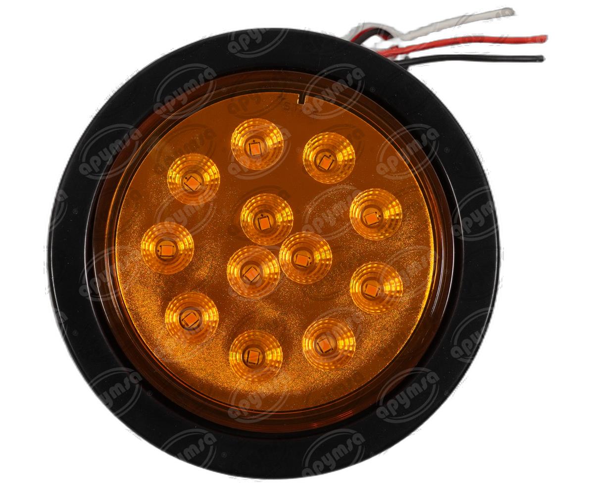 PLAFON LEDS AMBAR TRASERO 4" 12 LEDS 10/30V CON CONECTOR QBH STAR PL-243HU-08 