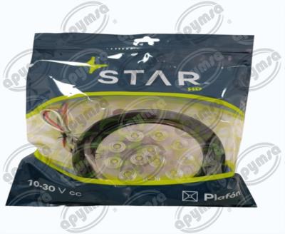 PLAFON LEDS BLANCO TRASERO 4"" 12 LEDS 10/30V CON CONECTOR QBH STAR PL-243HU-16 