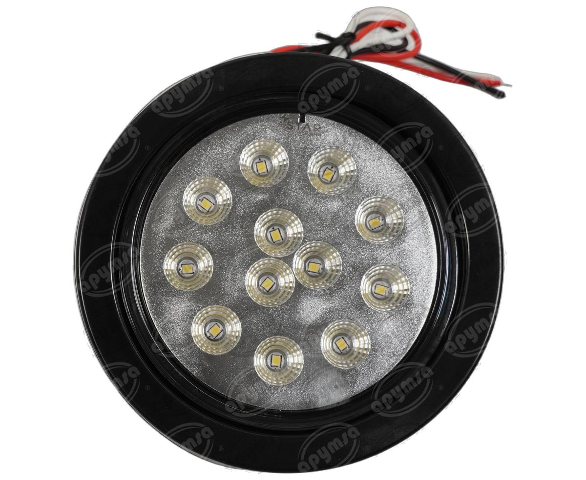 PLAFON LEDS BLANCO TRASERO 4"" 12 LEDS 10/30V CON CONECTOR QBH STAR PL-243HU-16 