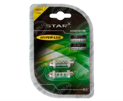 FOCO LEDS FESTOON TIPO FUSIBLES BLANCO 12V 8 LEDS 2PZ QBH STAR 10X41 