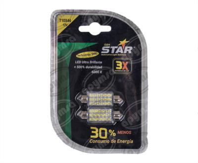 FOCO SMD BLANCO FESTOON TIPO FUSIBLES 12V 36 SMD QBH STAR 44MM-36SMD 