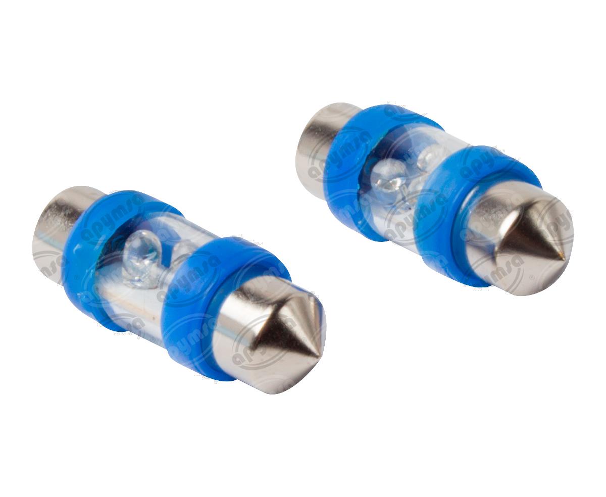 FOCO LEDS FESTOON TIPO FUSIBLES AZUL 12V - 24V X PIEZA 3 LEDS 2PZ NACIONAL 10X31 