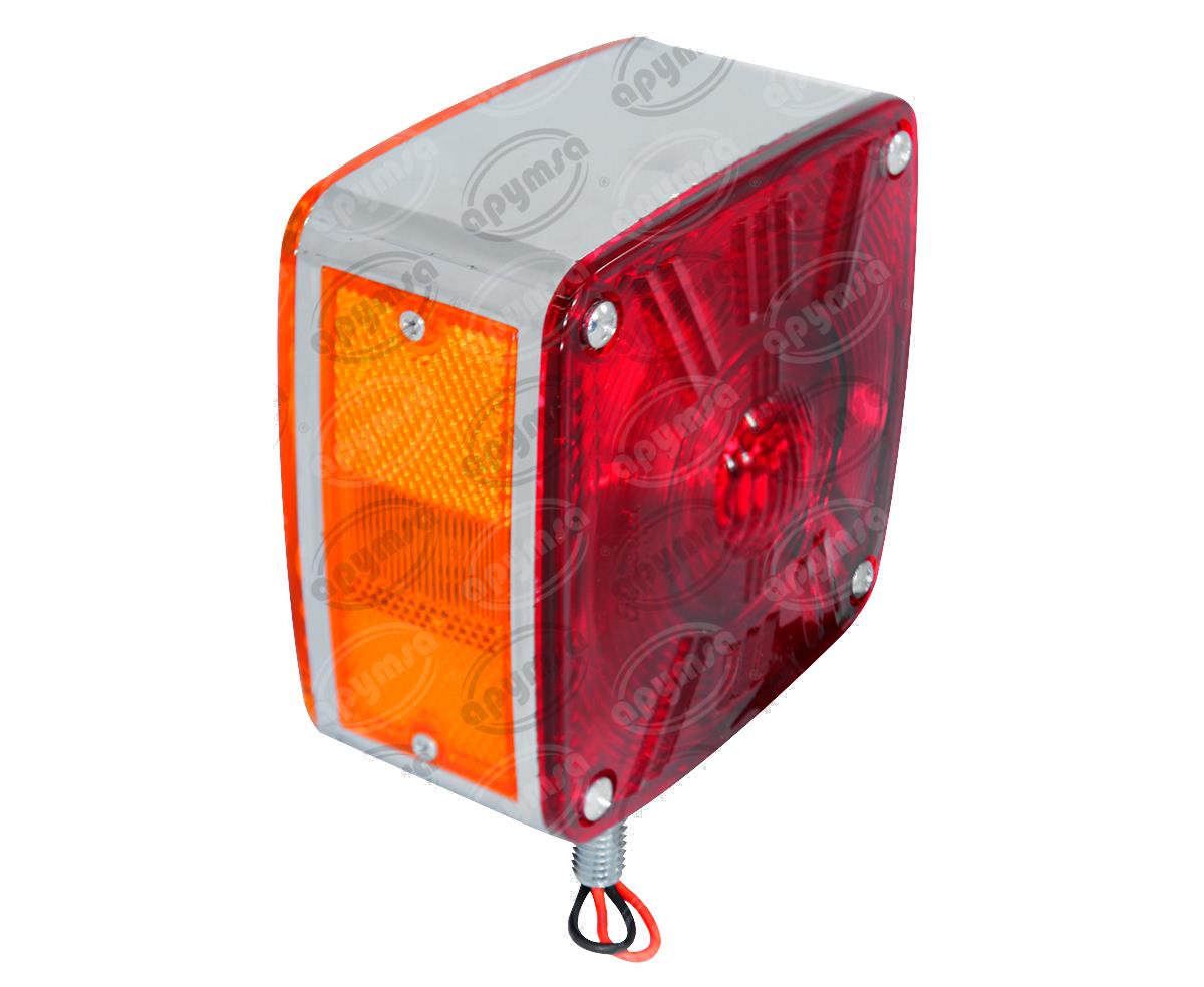 LUZ DIRECCIONAL BICOLOR 12V CROMADA AMBAR ROJA CUADRADA TIPO HELLA PLASTICOS RECORD 992-1 