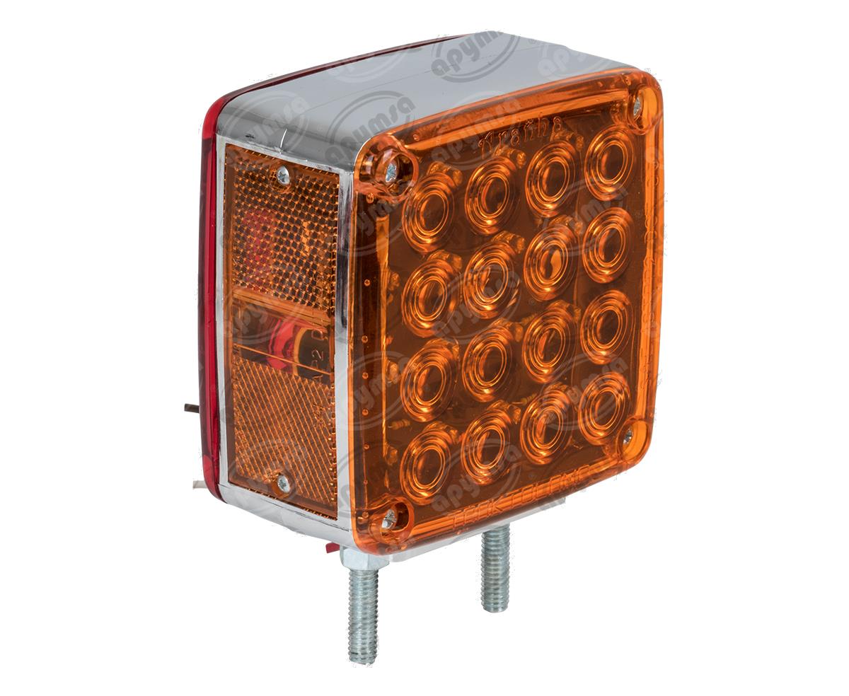 LUZ DIRECCIONAL DERECHA 12V - 24V 34 LEDS CUADRADA UNIVERSAL AMBAR ROJA 2 TORNILLOS TRAKTOLAMP 8022CMR 