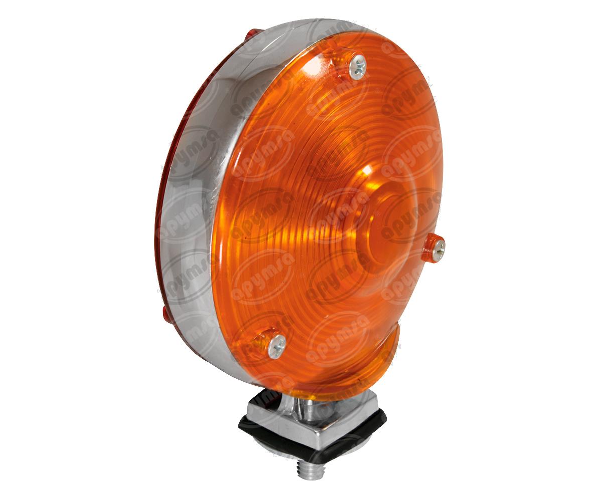 LUZ DIRECCIONAL BICOLOR 12V CROMADA REDONDA MICA AMBAR ROJA 3 TORNILLOS PLASTICOS RECORD 911 
