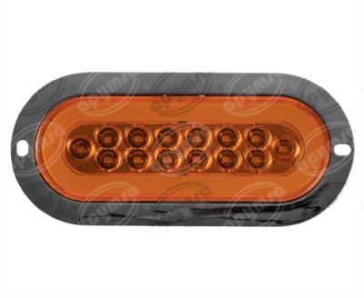 PLAFON LEDS MICA AMBAR 14 LEDS LEDS 12V OVALADO CON GEL ALTA-BAJA ESTROBO ICA BISEL CROMAD NACIONAL GEL08-AM 