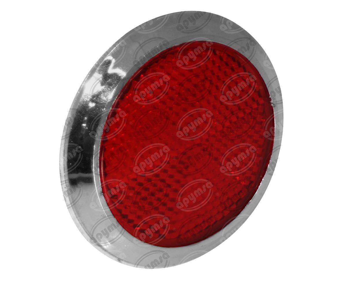 LUZ REFLEJANTE MICA ROJA ADHESIVA CON ARILLO CROMADO PLASTICOS RECORD 503 