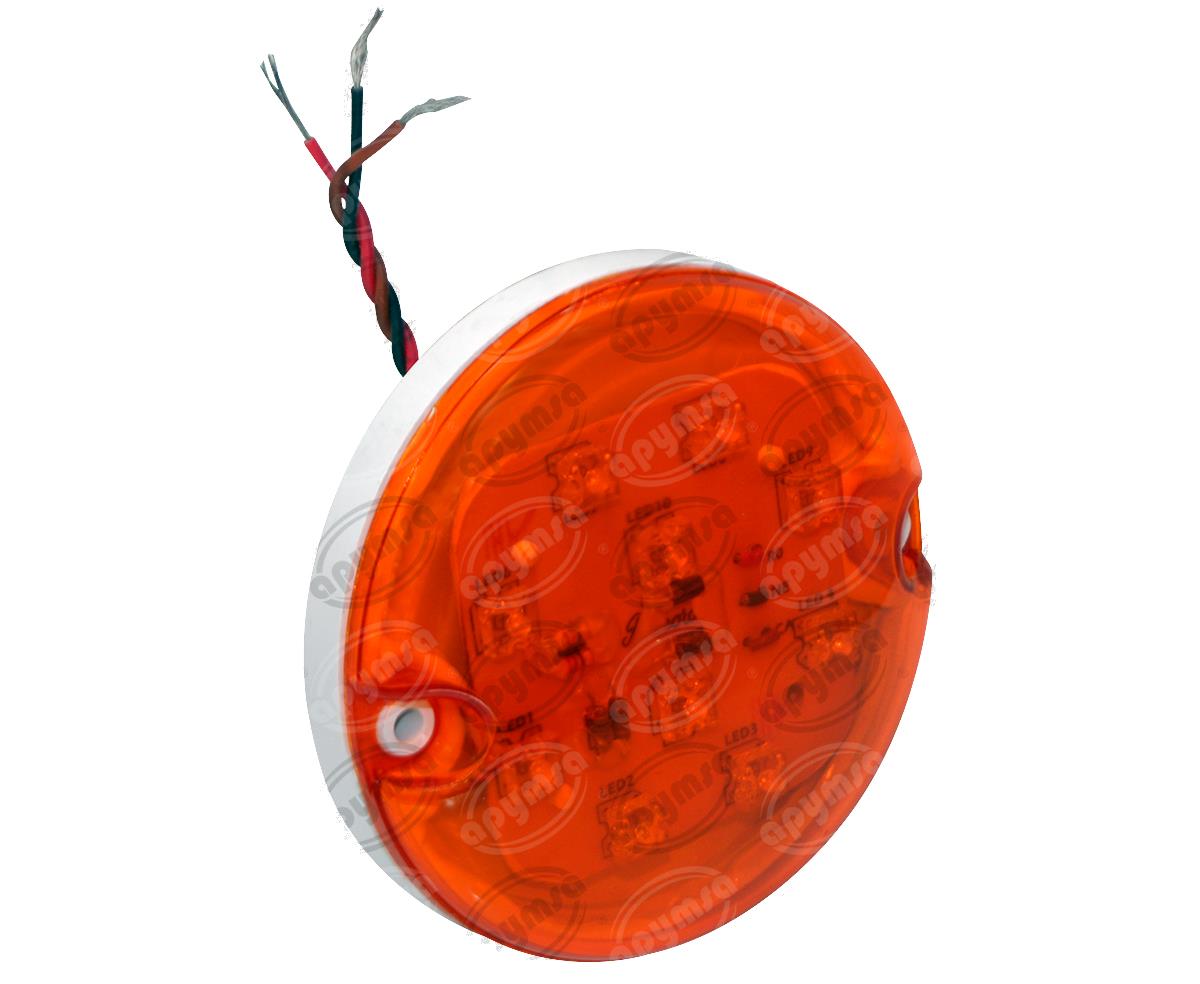 PLAFON LEDS MICA AMBAR TRASERO 10 LEDS 12V 95MM PLANO SELLADO PLASTICOS RECORD 1050-1 