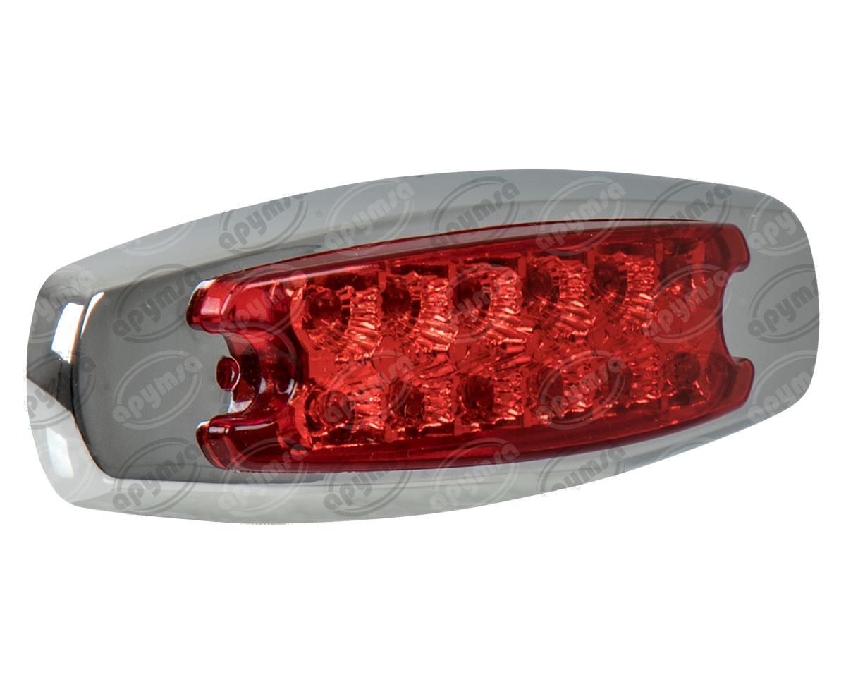 PLAFON LEDS MICA ROJA LATERAL 12 LEDS LEDS 12V UNIVERSAL FIJO BISEL CROMADO ICA NACIONAL AY-2016-RJ12V 