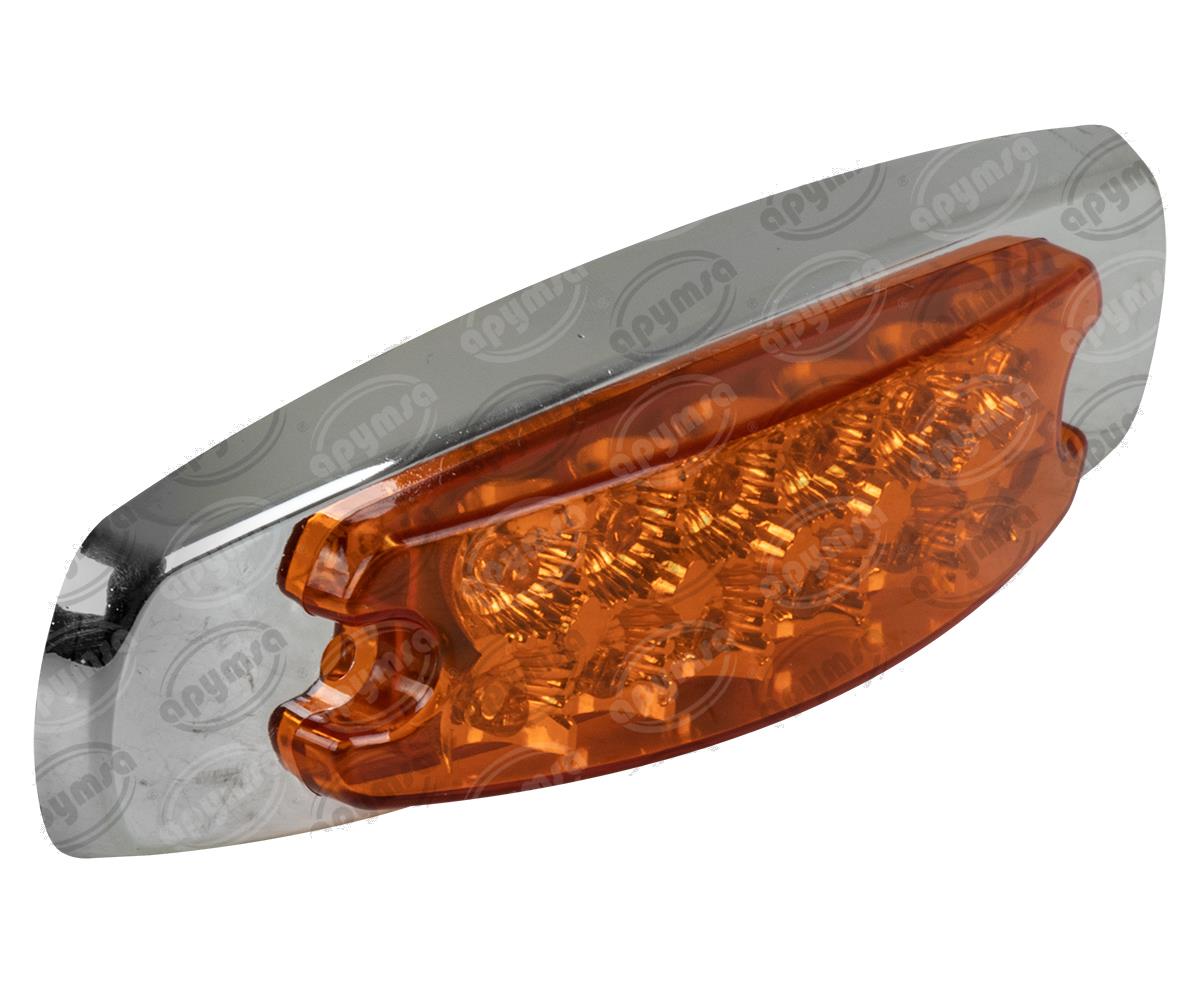 PLAFON LEDS MICA AMBAR LATERAL 12 LEDS LEDS 12V UNIVERSAL FIJO BISEL CROMADO ICA NACIONAL AY-2016-AM12V 