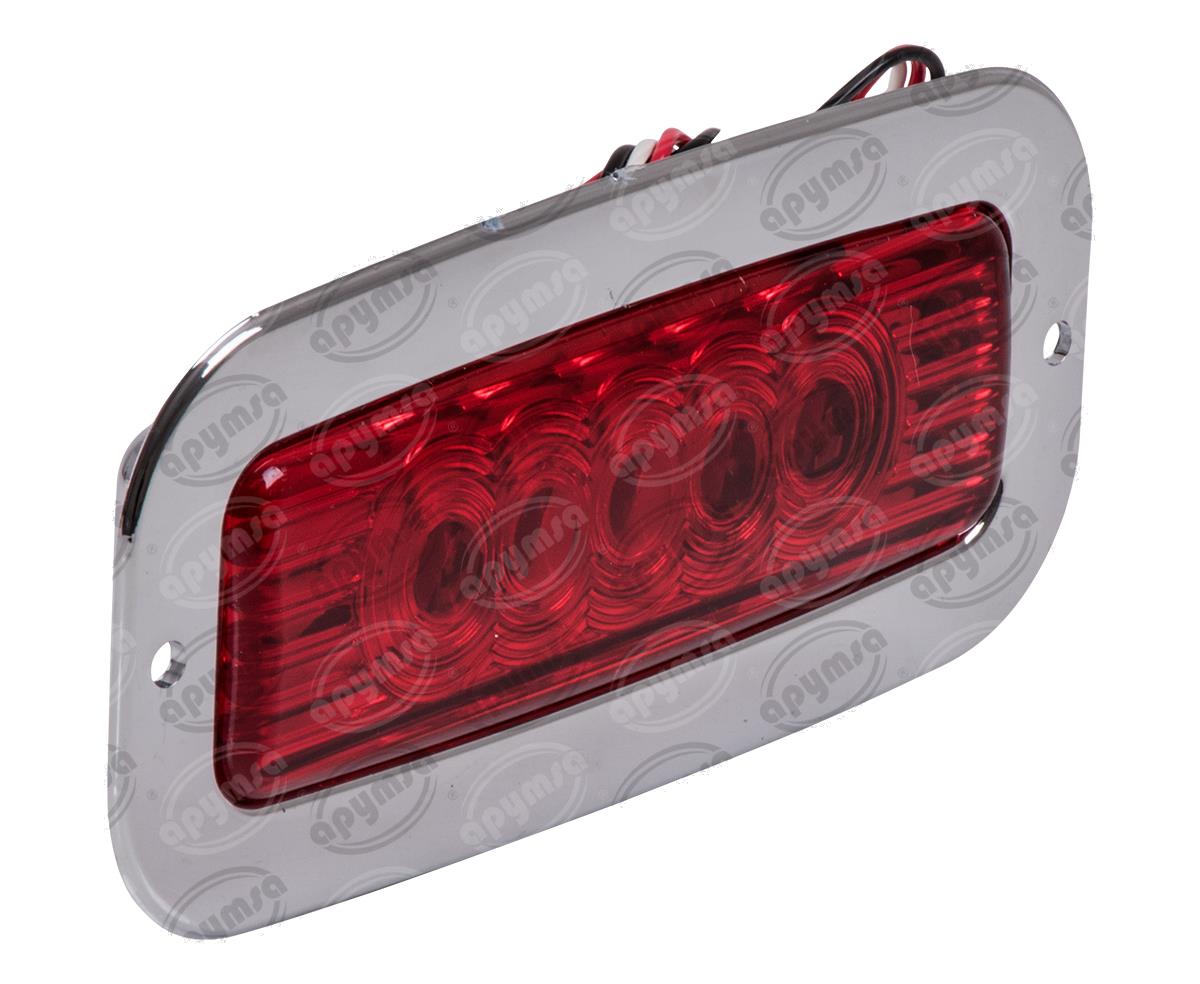 PLAFON LEDS MICA ROJA LATERAL 5 LEDS 12V - 24V RECTANGULAR TIPO CAMPER ESTROBO BISEL CROMADO TECNOLAMP 863C-R12 