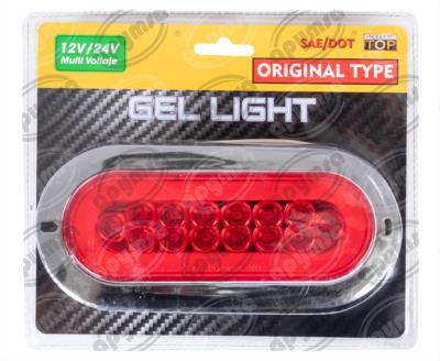 PLAFON LEDS ROJO TRASERO 3.4" 14 LEDS 12-24V 14 LEDS OVALADO GEL CONECTOR CROMADO QBH STAR 2979127 