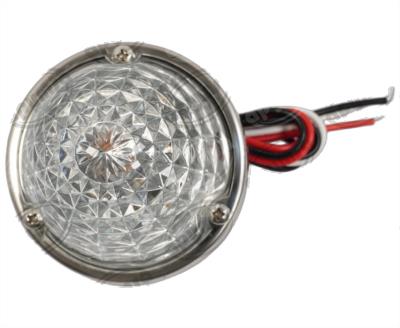 PLAFON LEDS TRANSPARENTE 3" 2 LEDS 10/30V VIDRIO CORTADO FOCO CAMBIABLE AMBAR/VERDE QBH STAR WATERMELON 