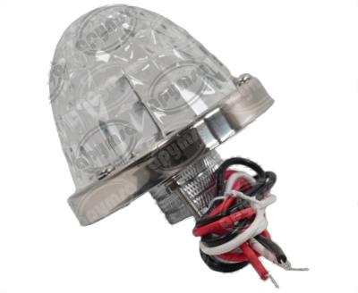 PLAFON LEDS TRANSPARENTE 3" 2 LEDS 10/30V VIDRIO CORTADO FOCO CAMBIABLE AMBAR/VERDE QBH STAR WATERMELON 