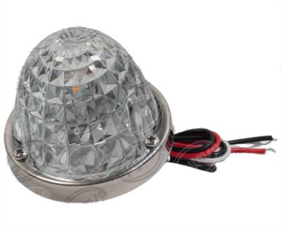 PLAFON LEDS TRANSPARENTE 3" 2 LEDS 10/30V VIDRIO CORTADO FOCO CAMBIABLE AMBAR/VERDE QBH STAR WATERMELON 