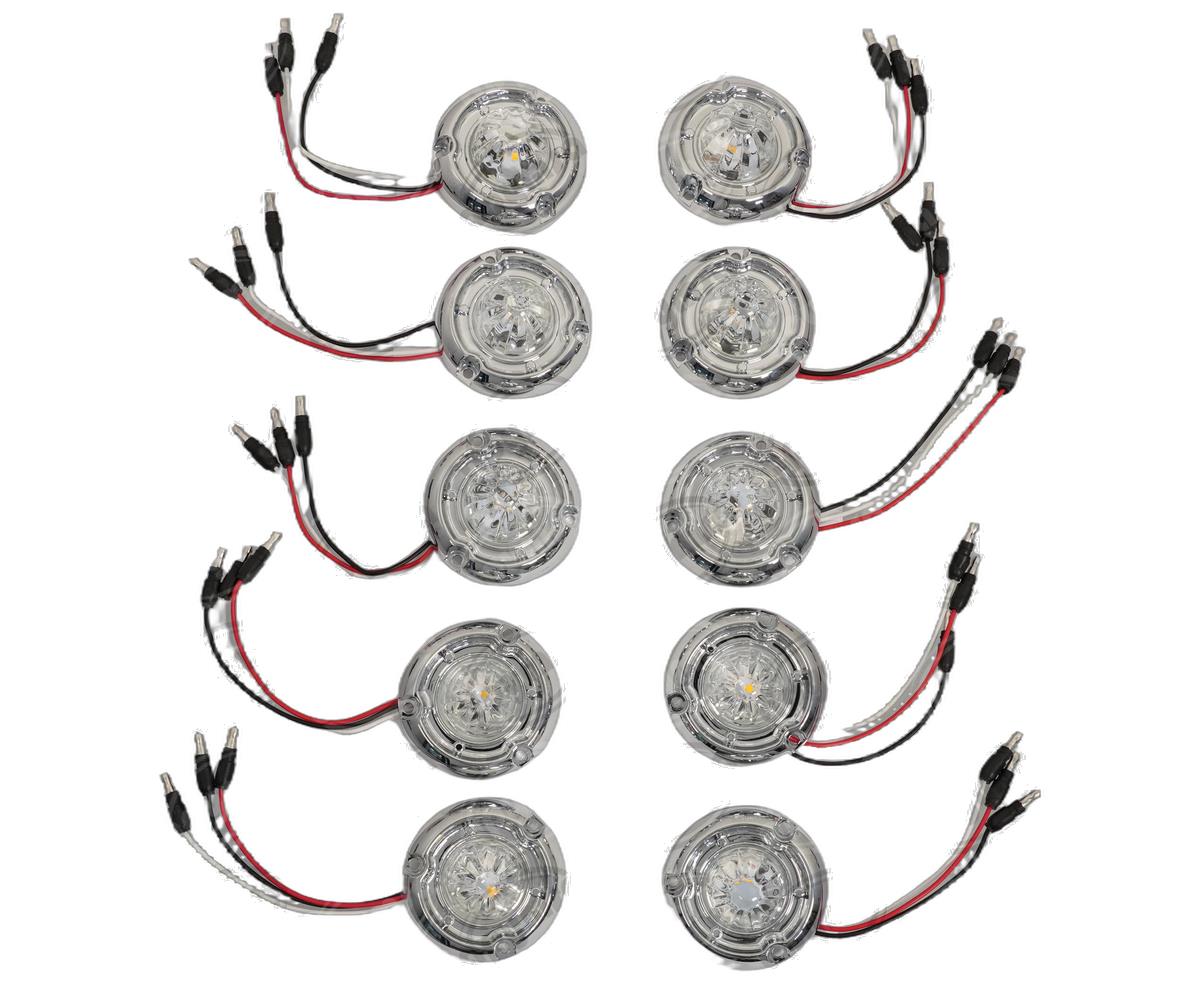 PLAFON LEDS TRANSPARENTE 2" 1 LEDS 10/30V 10PZ PLASTICO AMBAR CON BASE CROMADA QBH STAR 2979228 