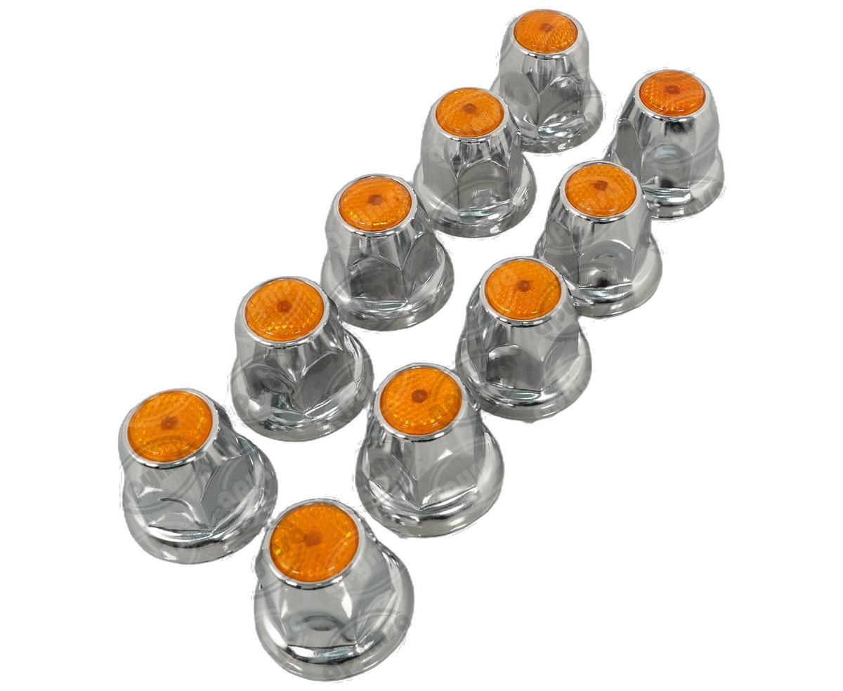 CAPUCHON PARA BIRLO 10PZ DE RUEDA PUNTA PLANA CON REFLECTOR AMBAR VERZE N11114 