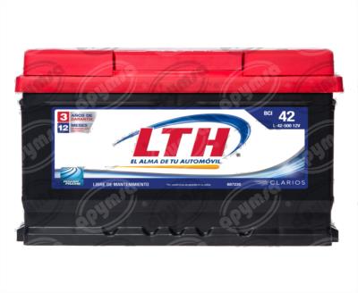 BATERIA AUTOMOTRIZ (-) / (+) 12V 9 PLACAS 42 500A VW AUTOS CHICOS 4CIL LTH L-42-500 