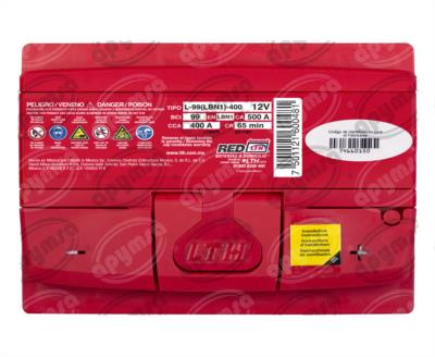 BATERIA AUTOMOTRIZ (-) / (+) 12V 99 400A CHEVROLET CHEVY FORD LTH L-99(LBN1)-400 