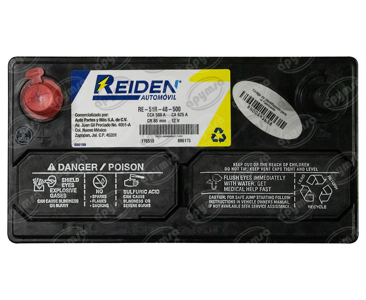 BATERIA AUTOMOTRIZ ( ) / (+) 12V 15 PLACAS BCI 51R 500A HONDA ACCORD CHEVY LUV MAZDA REIDEN RE