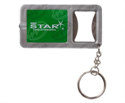 LLAVERO METALICO PUBLICITARIO CON DESTAPADOR Y LUZ  (PROMOCION STAR) 