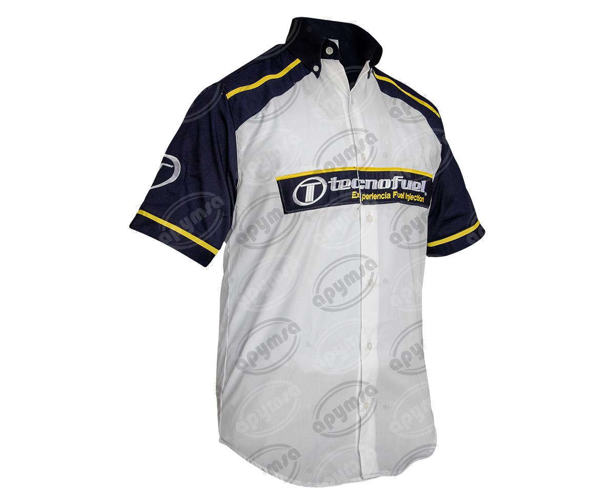 CAMISA PUBLICITARIA TIPO RACING AZUL/BLANCO TECNOFUEL  CHICA  (MKT) 